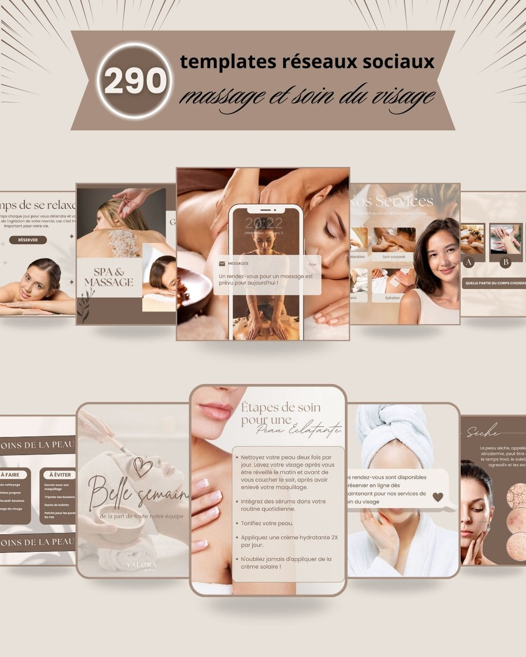 Pack Instagram Soin du Visage + Massage - Posts, Stories, Covers