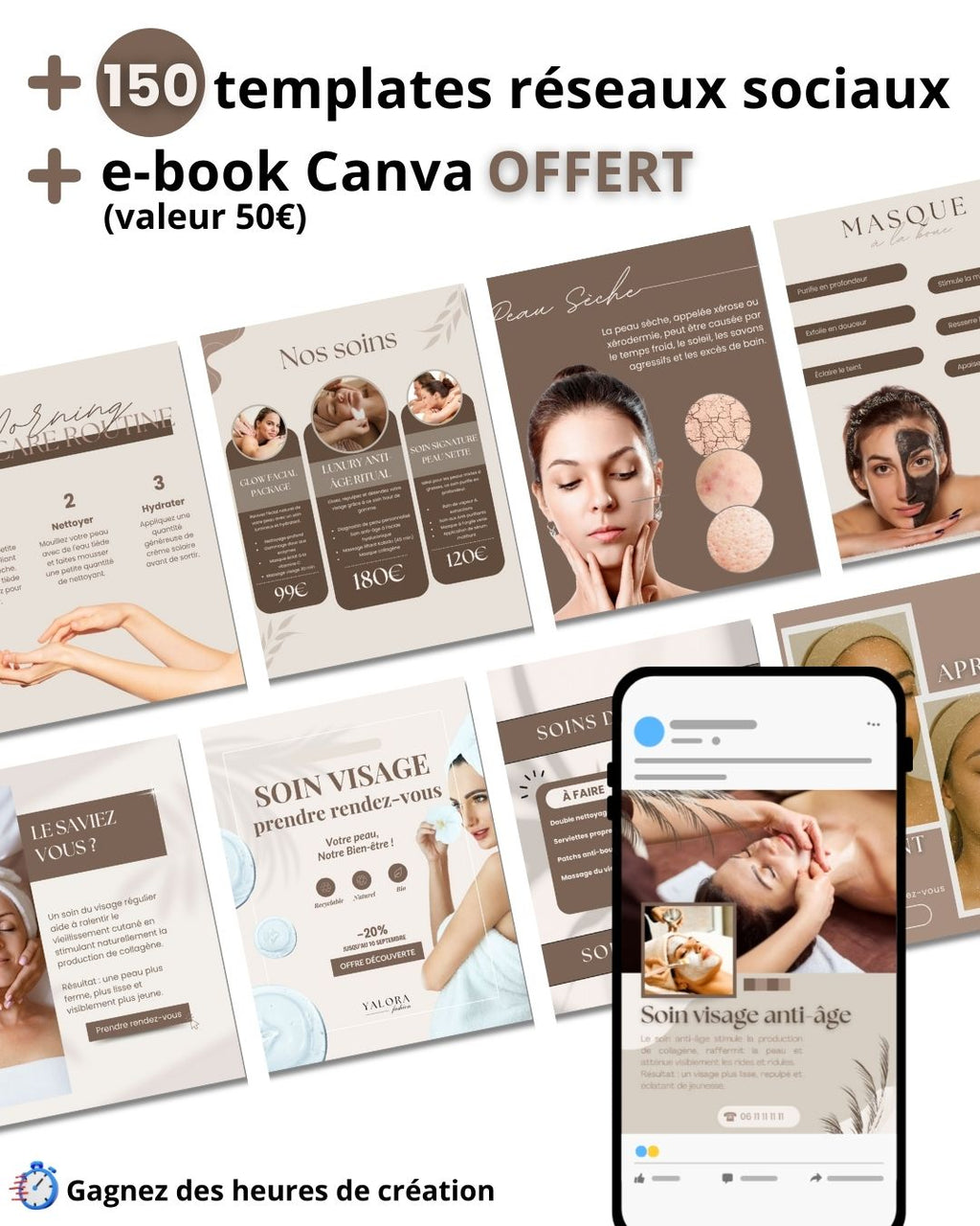 Pack Instagram Soin du Visage – Posts, Stories & Covers